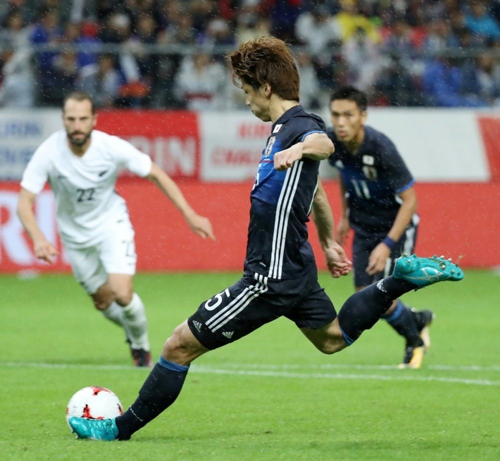 Osako scores in the friendly against New Zealand. AFP