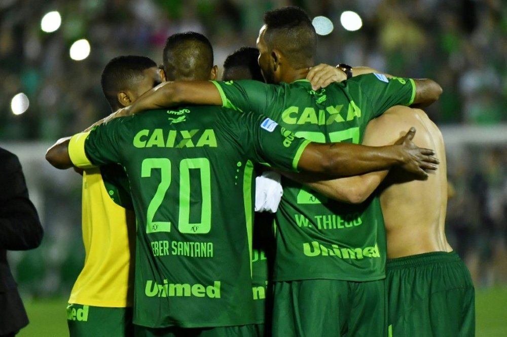 Footballers from Brazil's Chapecoense Real team, shown at a 2016 Copa Sudamericana match on November 23, 2016, have been involved in a plane crash near the Colombian city of Medellin