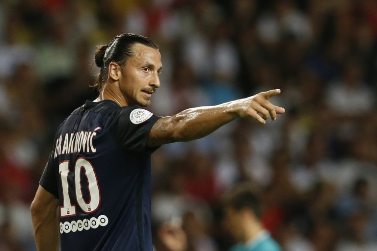 PSG forward Zlatan Ibrahimovic during the Ligue 1 match against Monaco on August 30, 2015 at the Louis II stadium in Monaco