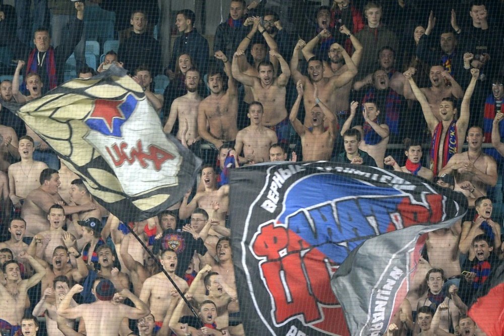 CSKA Moscow fans at the Khimki Arena outside Moscow in 2015