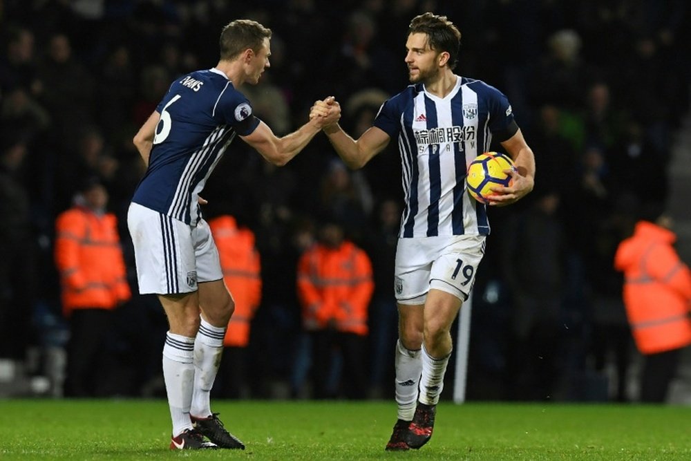 Evans was on target for West Brom against Brighton. AFP