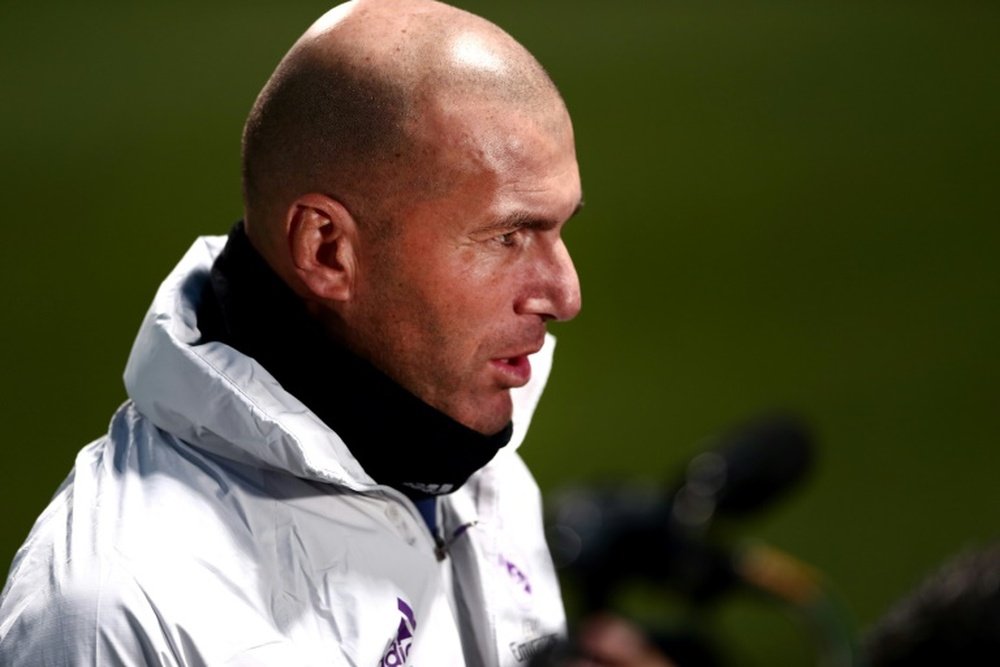 Real Madrid coach Zinedine Zidane speaks to reporters in Yokohama, Japan. AFP