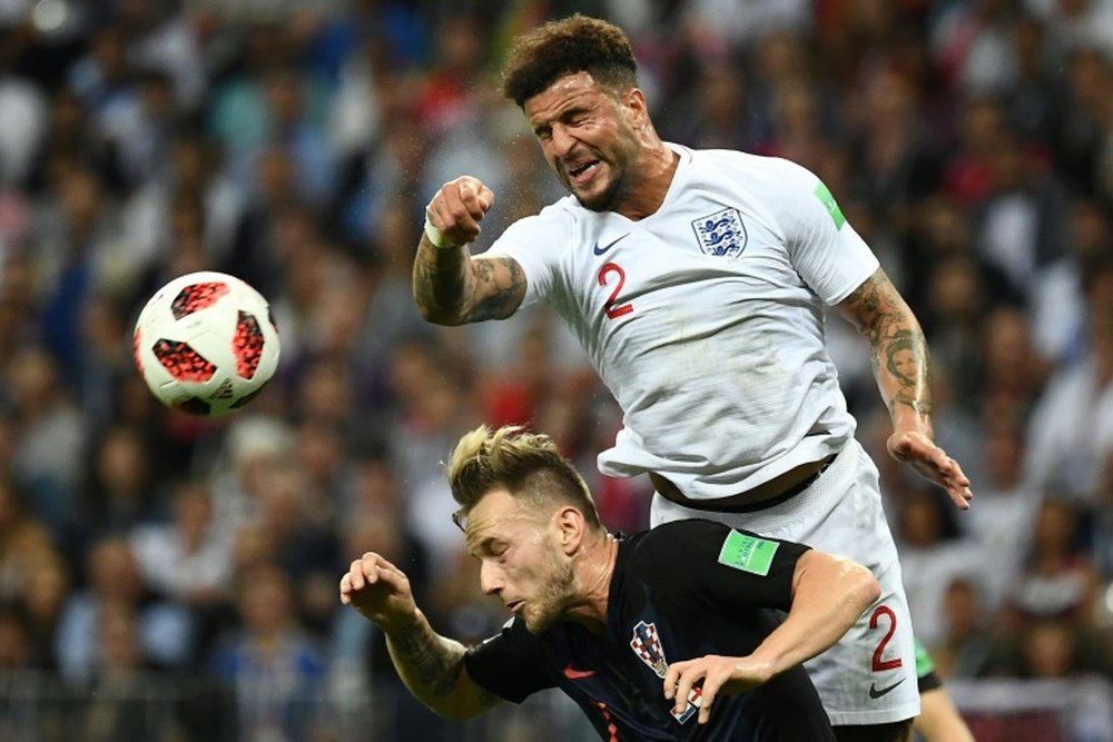 Walker pictured during England's semi-final defeat to Croatia. AFP