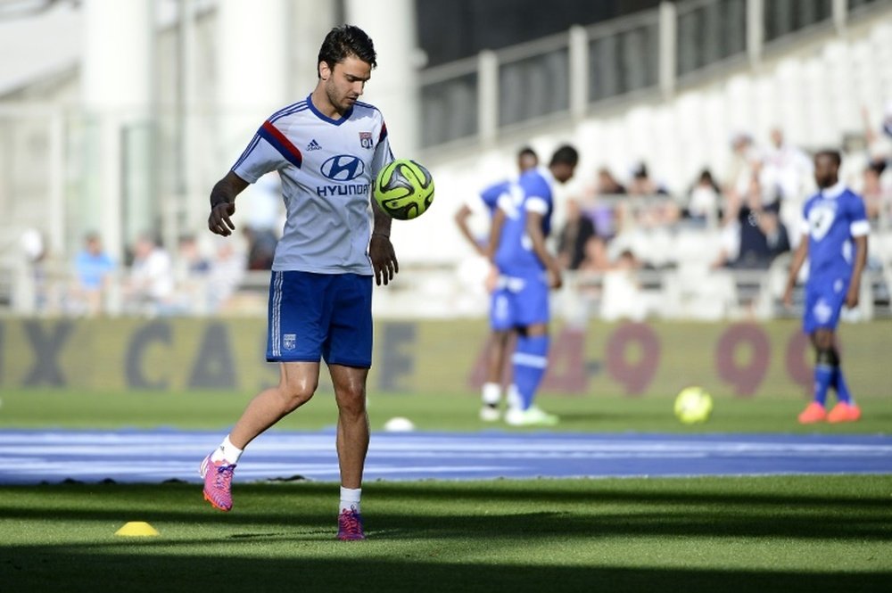 Clement Grenier, en un entrenamiento del Olympique de Lyon. AFP
