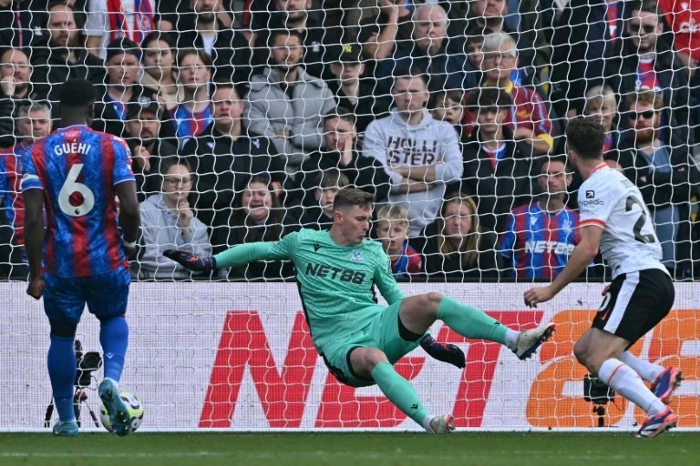 Diogo Jota (R) scored Liverpool's winner at Crystal Palace. AFP