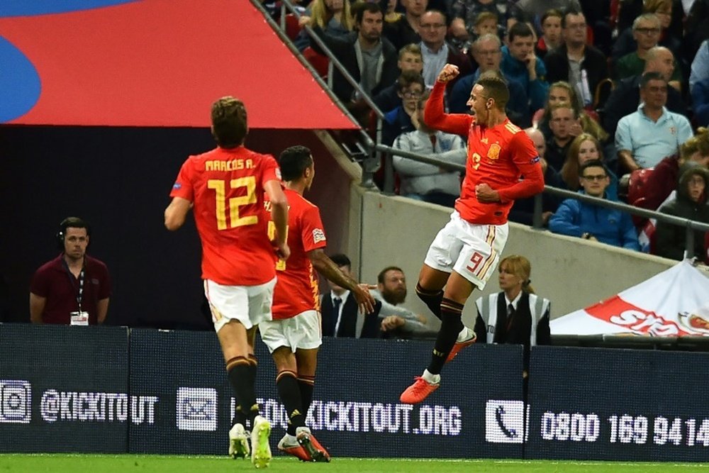 Rodrigo anotó el segundo gol del España en el partido. AFP