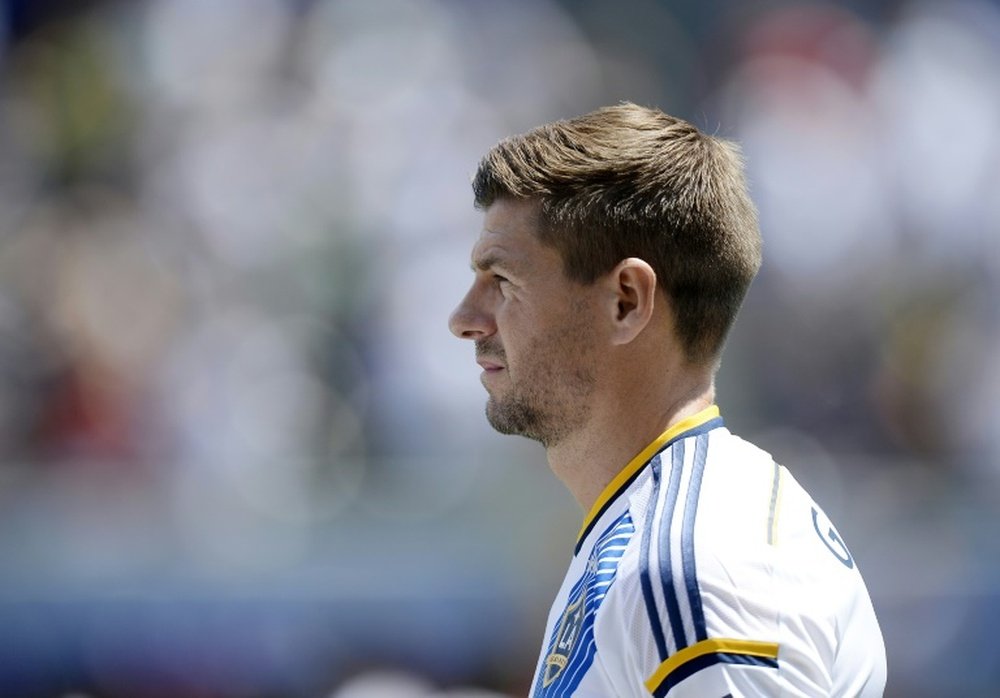 Steven Gerrard #8 of the Los Angeles Galaxy looks on prior to the start of the MLS soccer match between the New York City FC and Los Angeles Galaxy at StubHub Center on August 23, 2015, in Carson, California