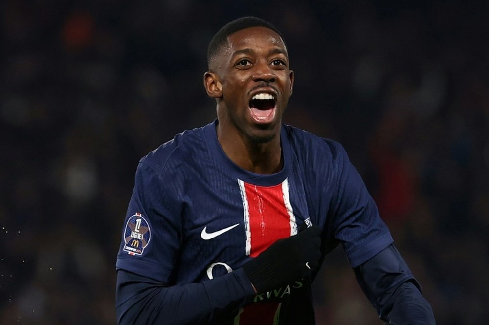 Ousmane Dembélé célèbre un but. AFP