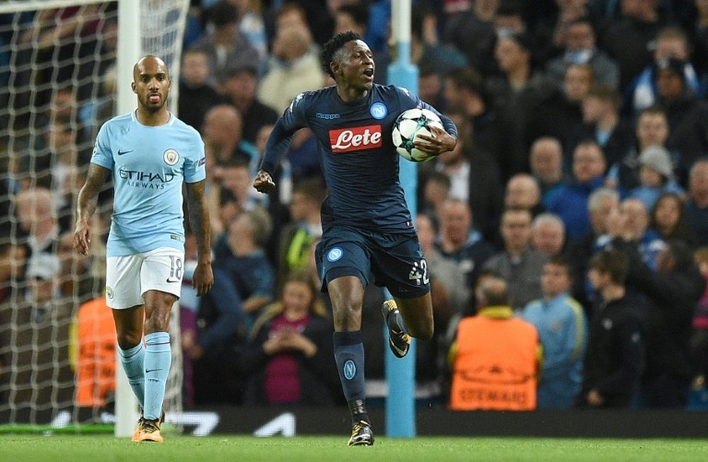 Diawara reduced the deficit as Napoli were defeated 2-1 by Man City in the Champions League. EFE
