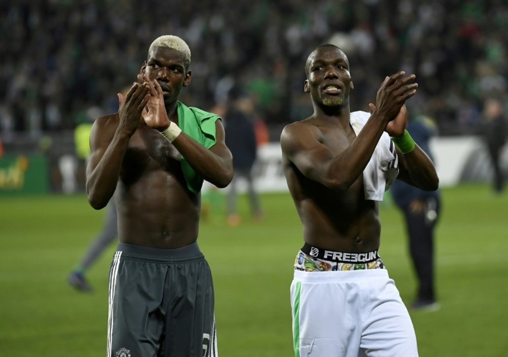 Paul et Florentin Pogba lors du match Saint-Etienne-Manchester United. AFP