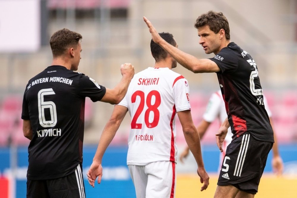 Thomas Müller marcou um dos gols da vitória do Bayern de Munique contra o Colônia. AFP