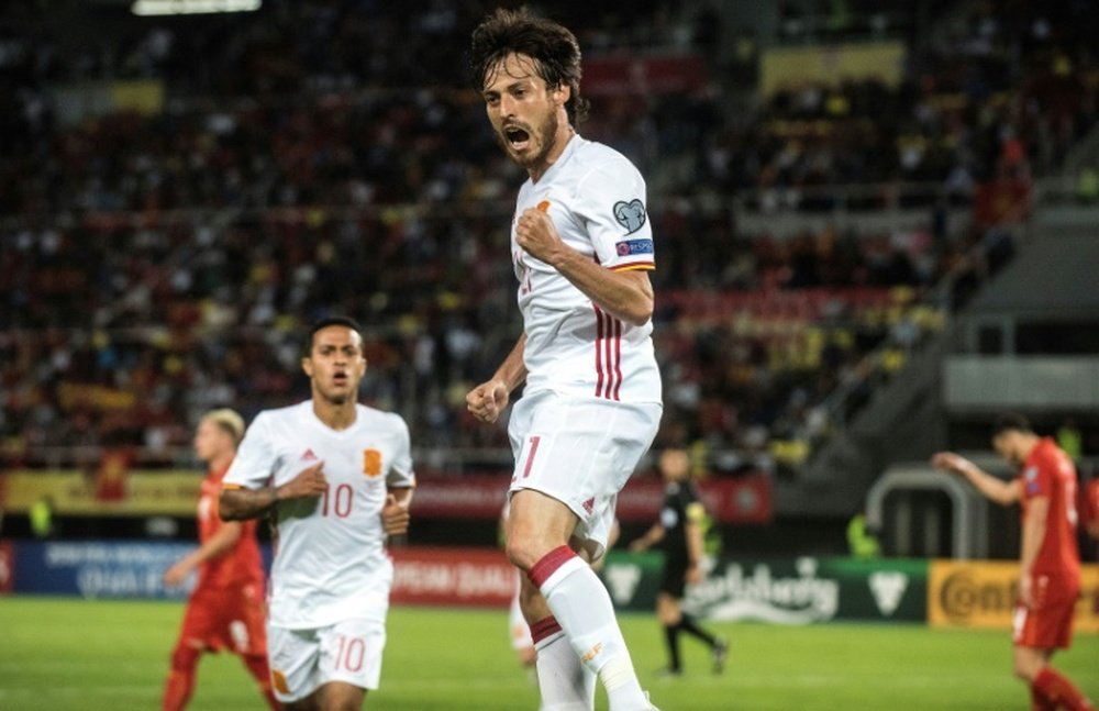 Silva scored against Macedonia at the World Cup qualification game. AFP