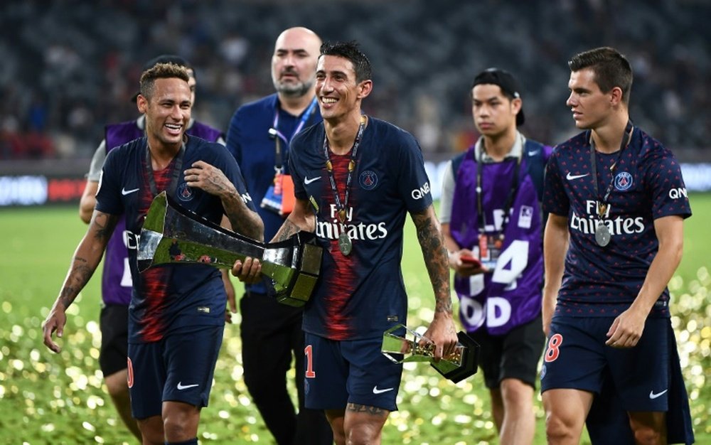 PSG celebrate winning the Trophée des Champions. AFP