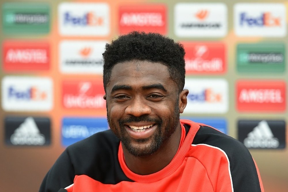 Liverpools Ivorian defender Kolo Toure speaks during a press conference in Liverpool, north west England, on May 13, 2016