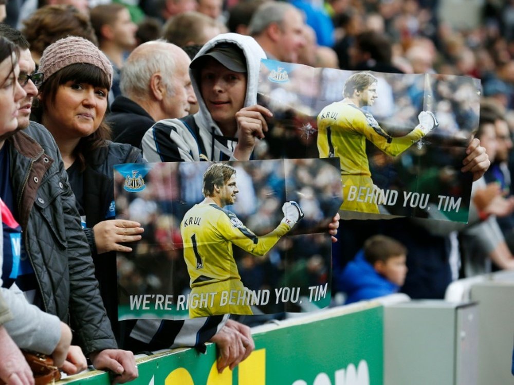 Newcastle fans show their support for goalkeeper Tim Krul in 2015