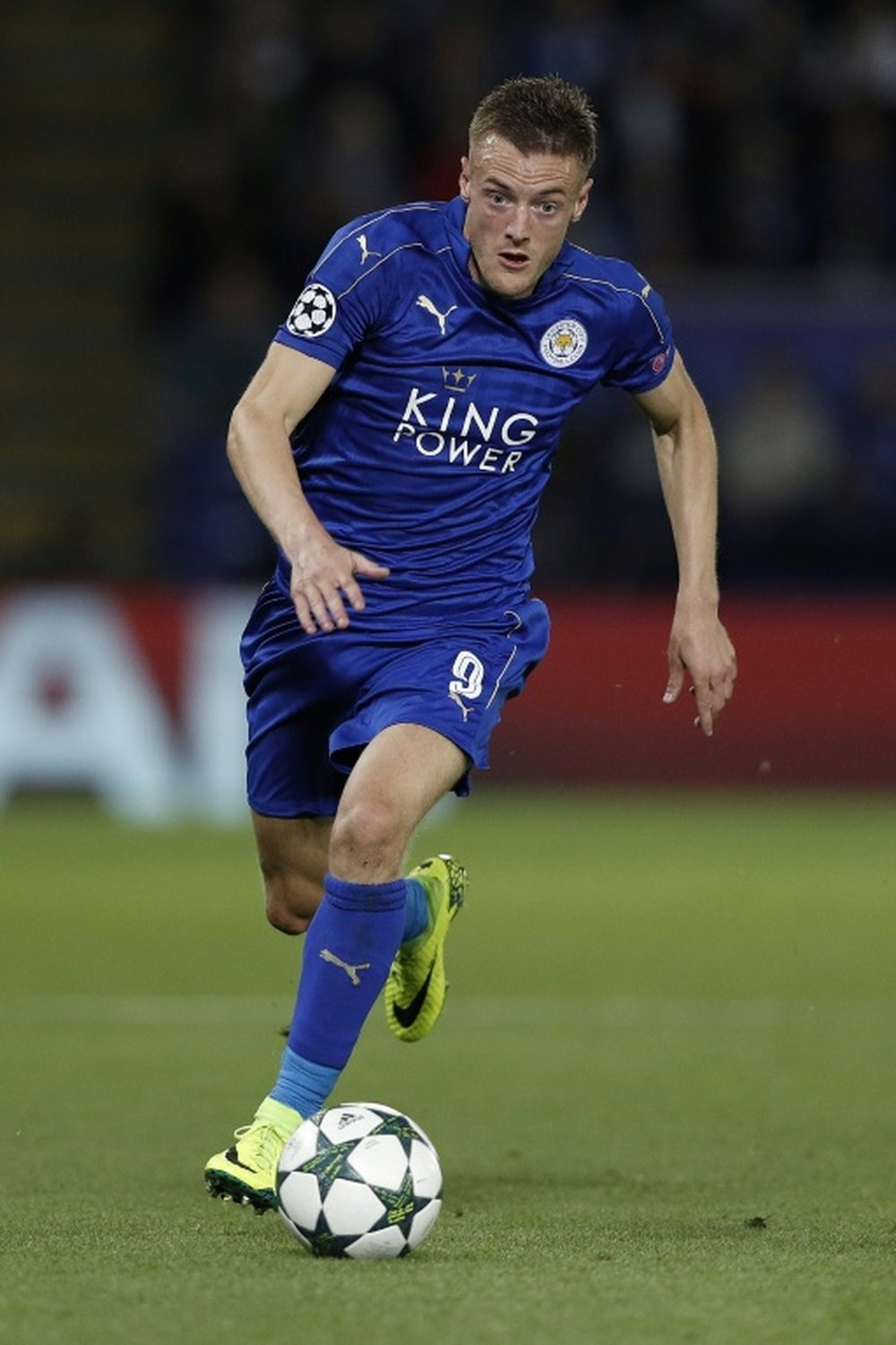 Vardy in action for Leicester in the Champions League. AFP
