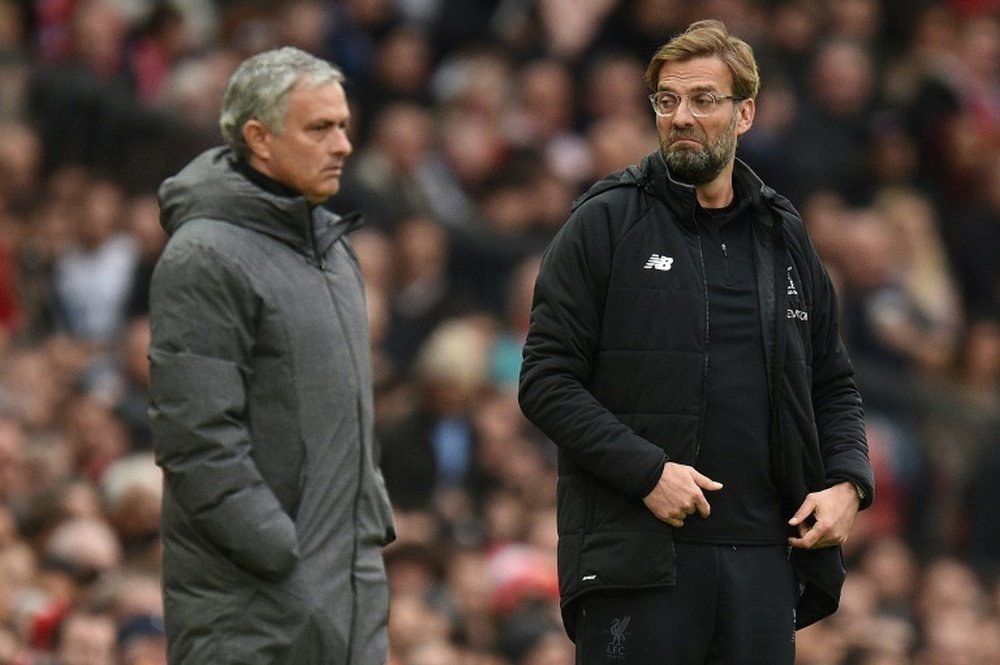Mourinho vs Klopp : 2 victoires du Portugais, 6 de l'Allemand. AFP