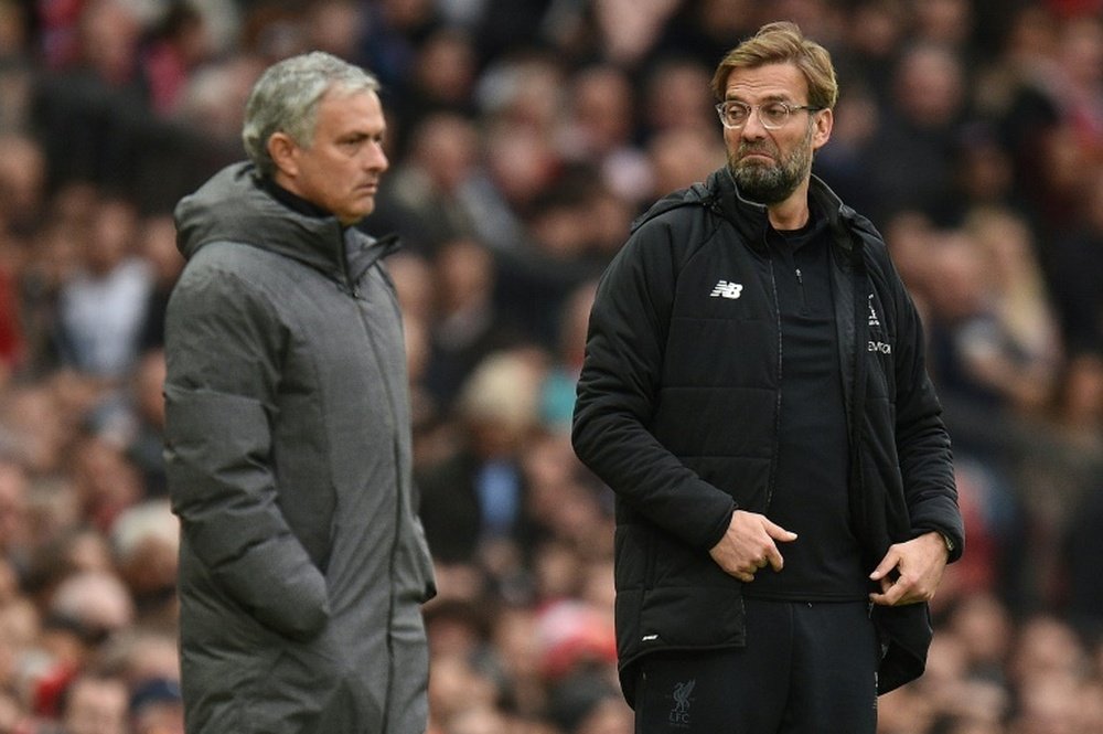 Mourinho vs Klopp : 2 victoires du Portugais, 6 de l'Allemand. AFP