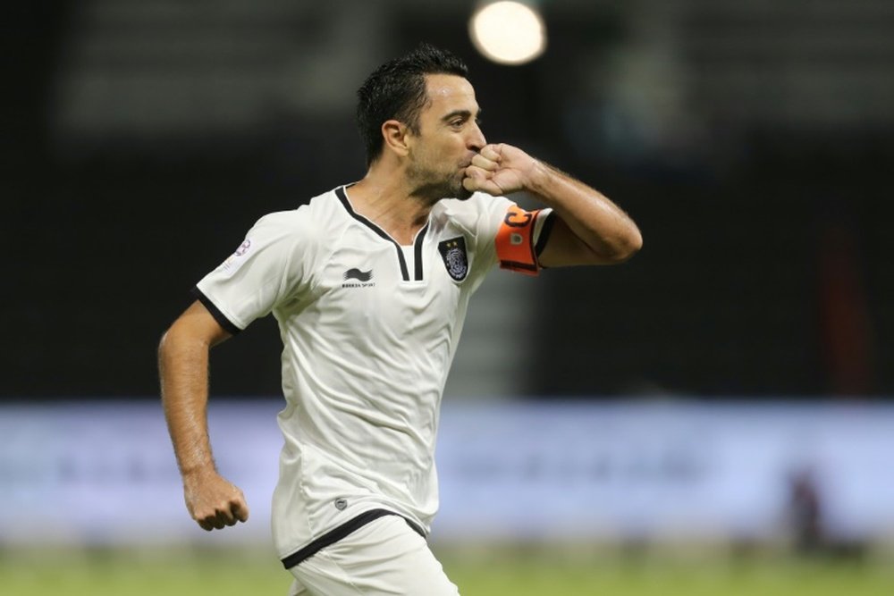 Xavi hizo el primer gol del partido contra el Pakhtakor. AFP/Archivo