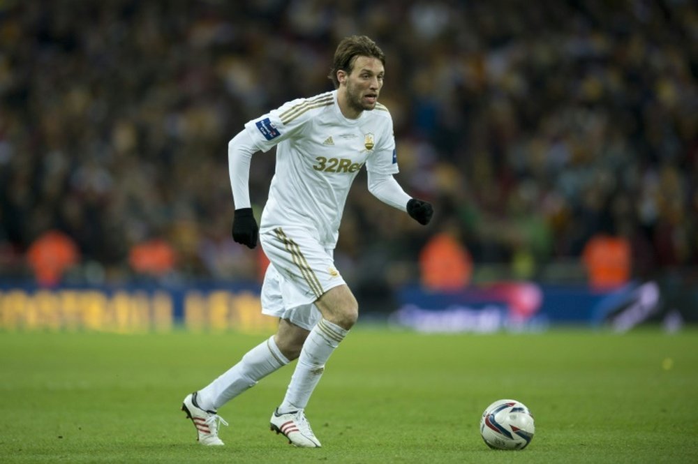 Michu, pictured on February 24, 2013, was released by Swansea City last month after a long-standing ankle problem limited him to just 29 appearances over the past two seasons