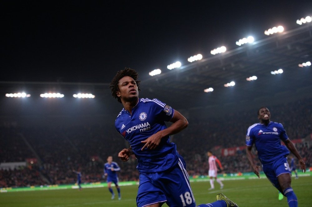 Chelsea's French striker Loic Remy celebrates scoring a goal during the English League Cup fourth round football match between Stoke City and Chelsea at the Britannia Stadium in Stoke-on-Trent, central England on October 27, 2015