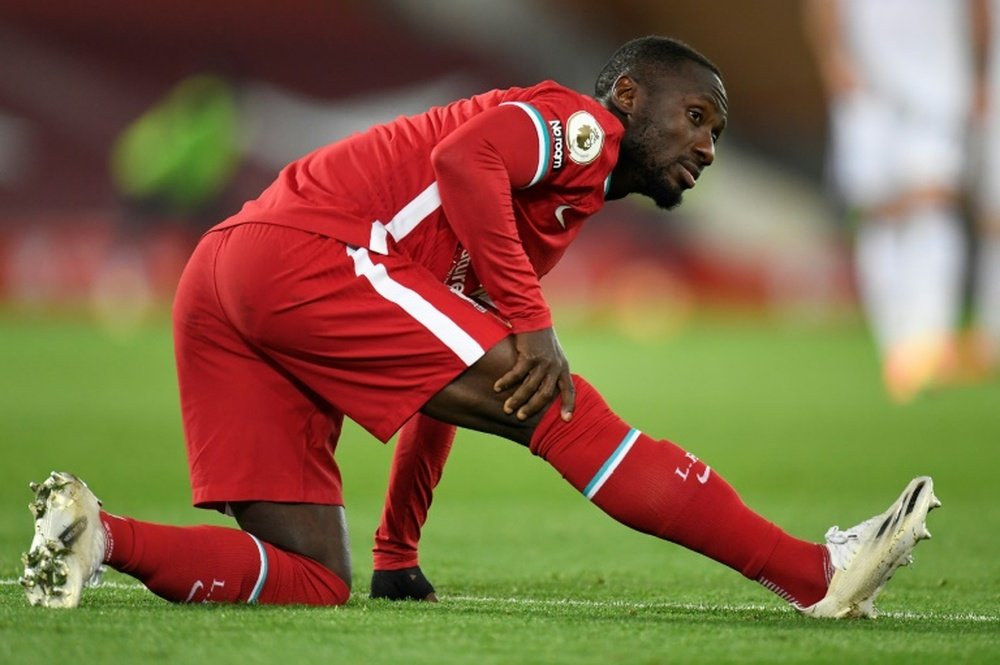 Keïta, héroe en Madrid, será baja ante el Atlético en Anfield. AFP