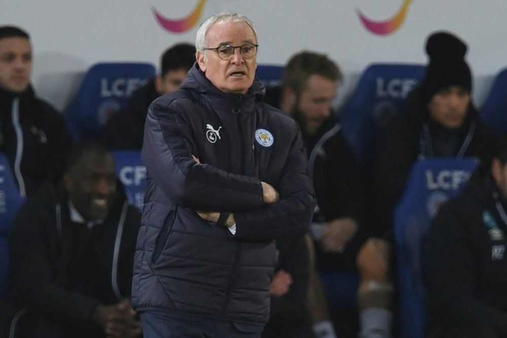Leicester Citys manager Claudio Ranieri gestures on the touchline during the English FA Cup-