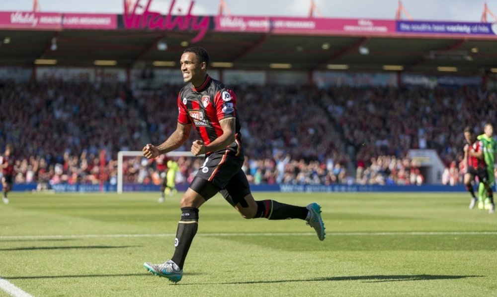 Bournemouths English striker Callum Wilson celebrates after scoring during an English Premier League football match against Sunderland at the Vitality Stadium in Bournemouth, southern England on September 19, 2015