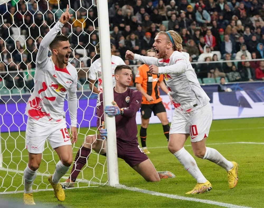 O RB Leipzig goleia um Shakhtar que merece respeito. AFP
