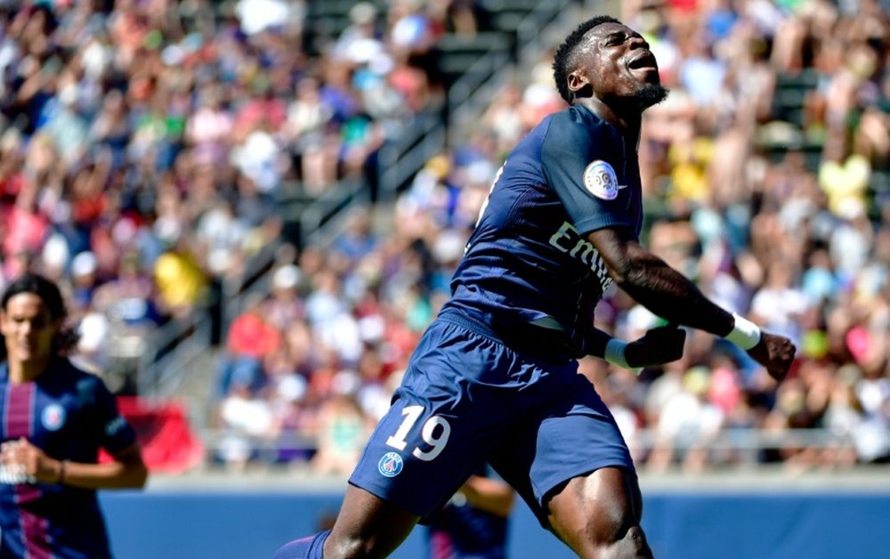 Serge Aurier celebrates his second goal against Inter Milan during their International Champions Cup friendly match, at Autzen Stadium in Eugene, Oregon, on July 24, 2016