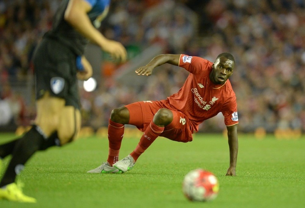 Liverpools Christian Benteke, seen in action during their English Premier League match against Bournemouth, at the Anfield stadium in Liverpool, on August 17, 2015