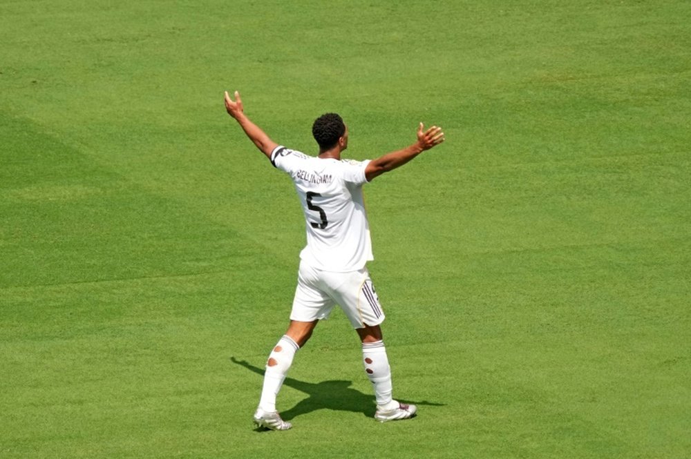 Bellingham gave Los Blancos the lead when they were a man down. AFP