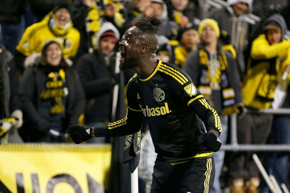 Kei Kamara of the Columbus Crew, pictured on November 22, 2015, topped the MLS goal charts this season with 22 goals
