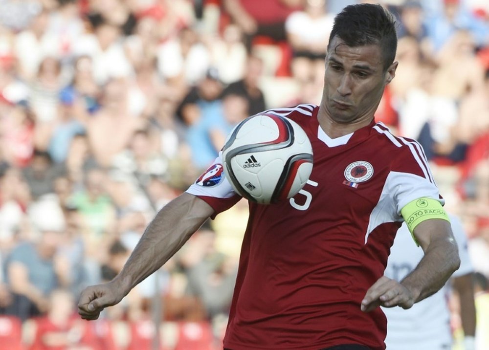 Albanias midfielder Lorik Cana, pictured on June 13, 2015, joins Nantes from Lazio on a two-year deal
