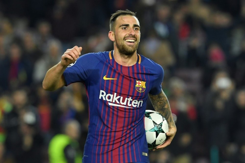 Alcacer will most likely replace Suarez at the head of the attack. AFP