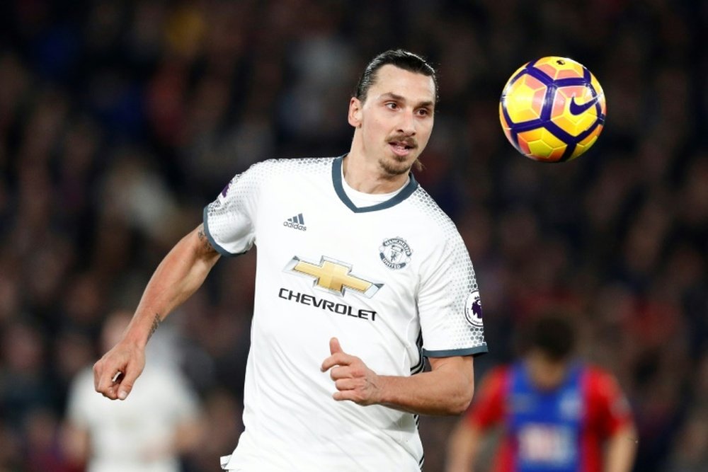 Manchester Uniteds Zlatan Ibrahimovic controls the ball during their game against Crystal Palace in south London on December 14, 2016