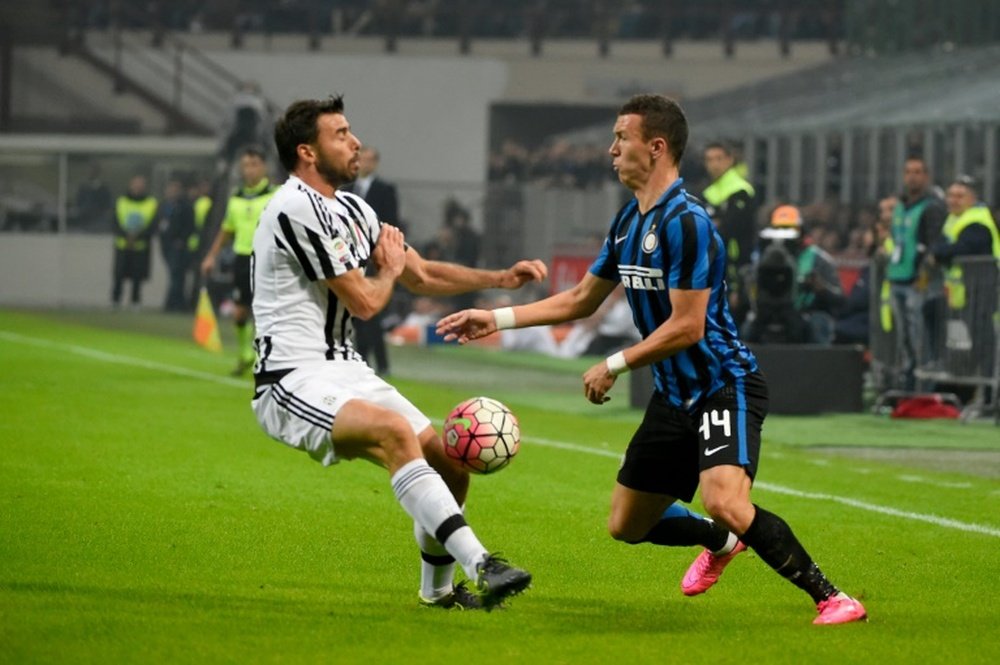 Inter Milans Martin Montoya (right) in action during a Serie A match against Juventus at the San Siro Stadium on October 18, 2015