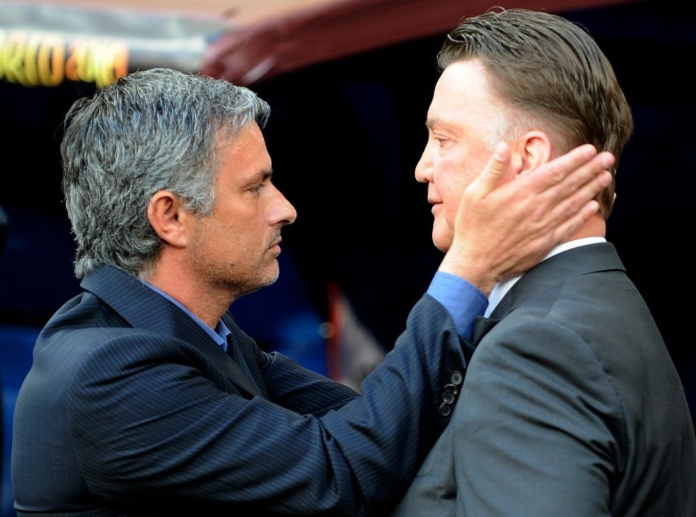 Louis van Gaal (right) has dismissed reports that Jose Mourinho (left) may replace him at Old Trafford