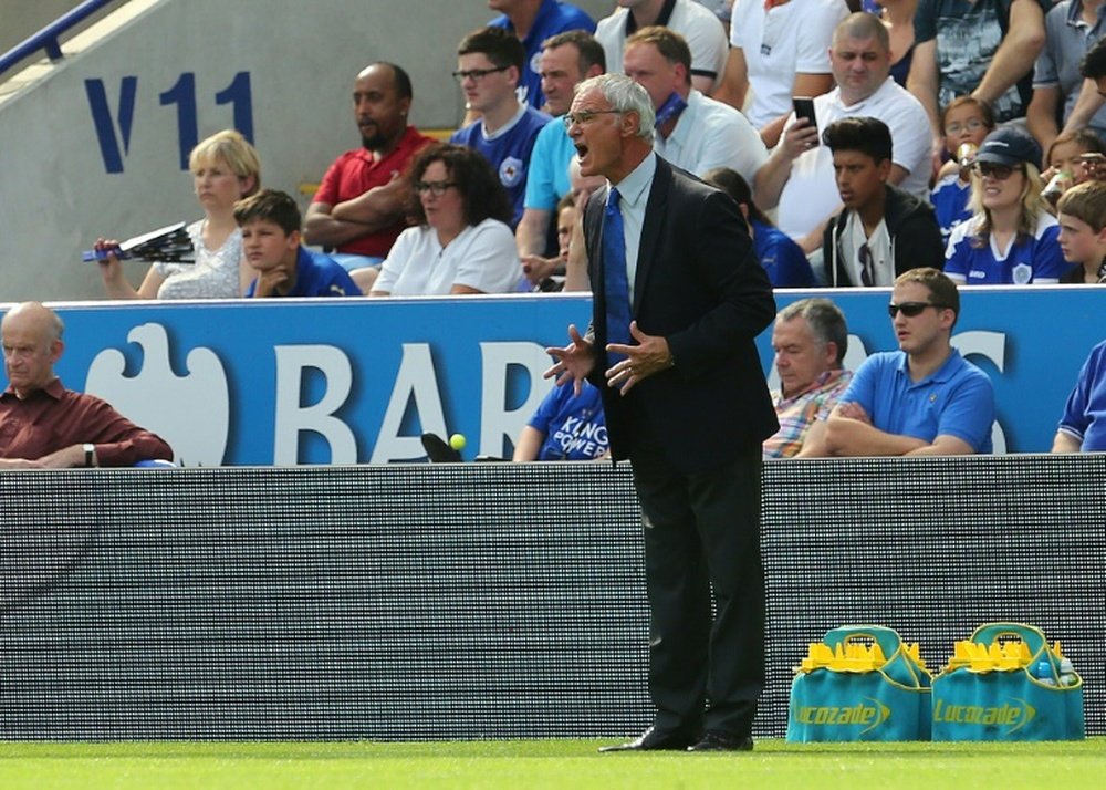 Leicester Cityâs Italian manager Claudio Ranieri gestures from the touchline during an English Premier League football match at King Power Stadium in Leicester, central England on August 22, 2015
