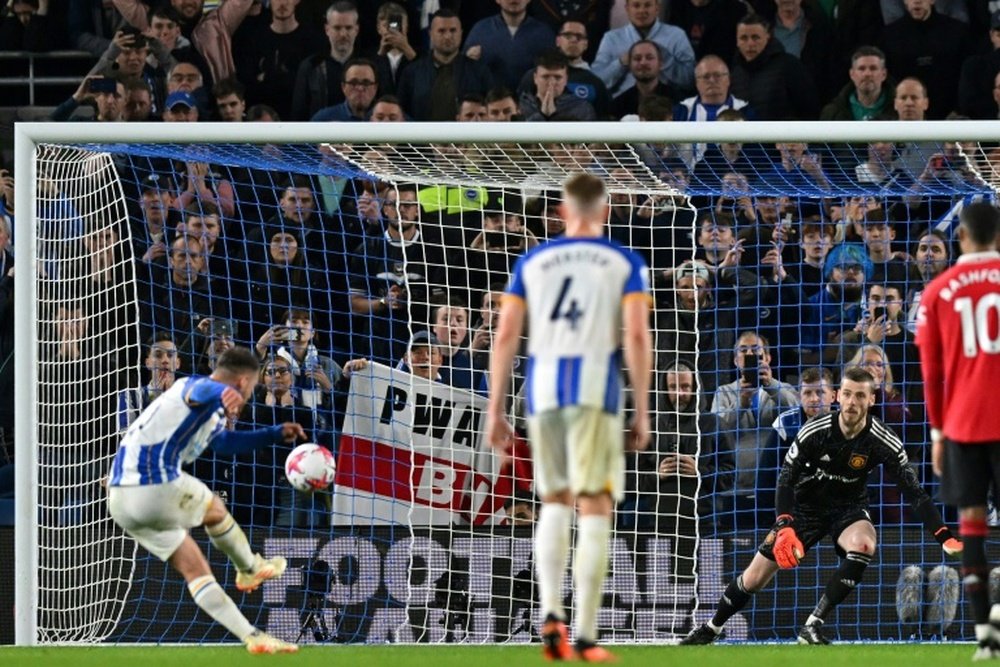Mac Allister gets last minute winner against Red Devils. AFP