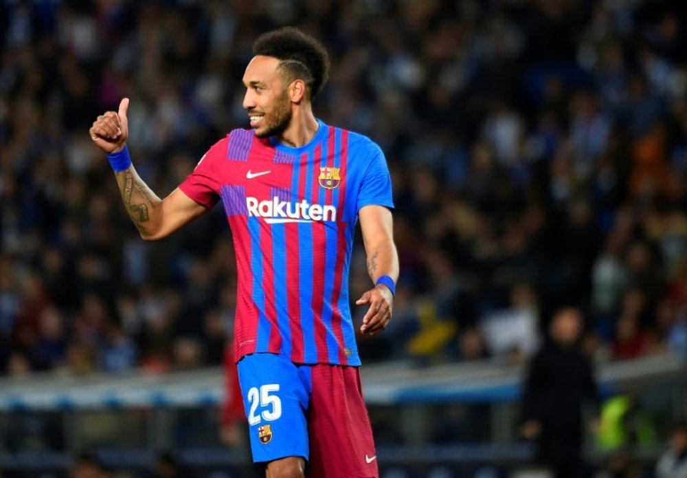 Pierre-Emerick Aubameyang scored the winner as Barcelona beat Real Sociedad in La Liga.AFP