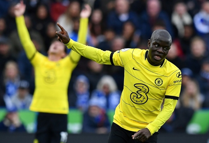 N'Golo Kanté fête son but face à Leicester. AFP
