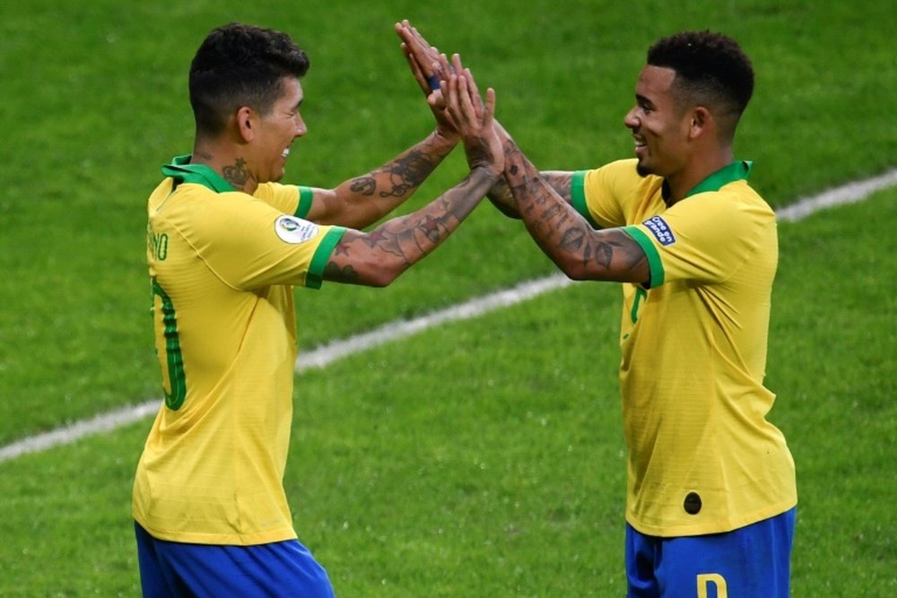 Jesus e Firmino marcaram os gols que colocaram o Brasil na final. AFP
