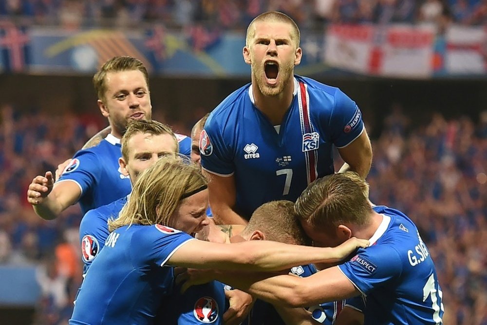 Iceland celebrates a goal during the Euro 2016 match against England on June 27, 2016. BeSoccer
