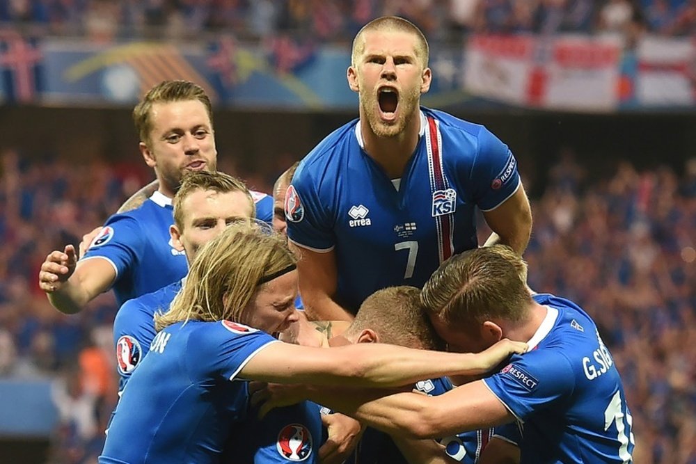 Iceland celebrates a goal during the Euro 2016 match against England on June 27, 2016. BeSoccer