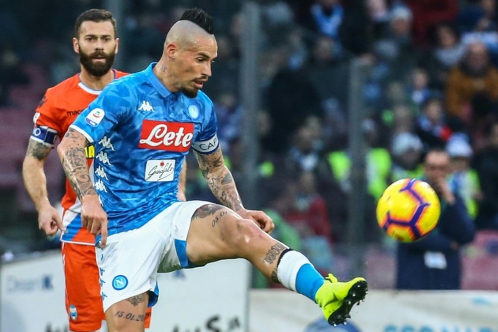 Hamsik analizó la eliminatoria Nápoles-Barça. AFP