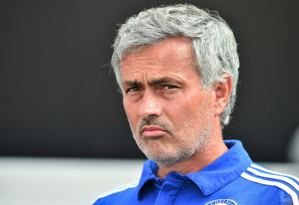 Chelsea coach Jose Mourinho looks on before an International Champions Cup football match against Paris Saint-Germain in Charlotte, North Carolina, on July 25, 2015