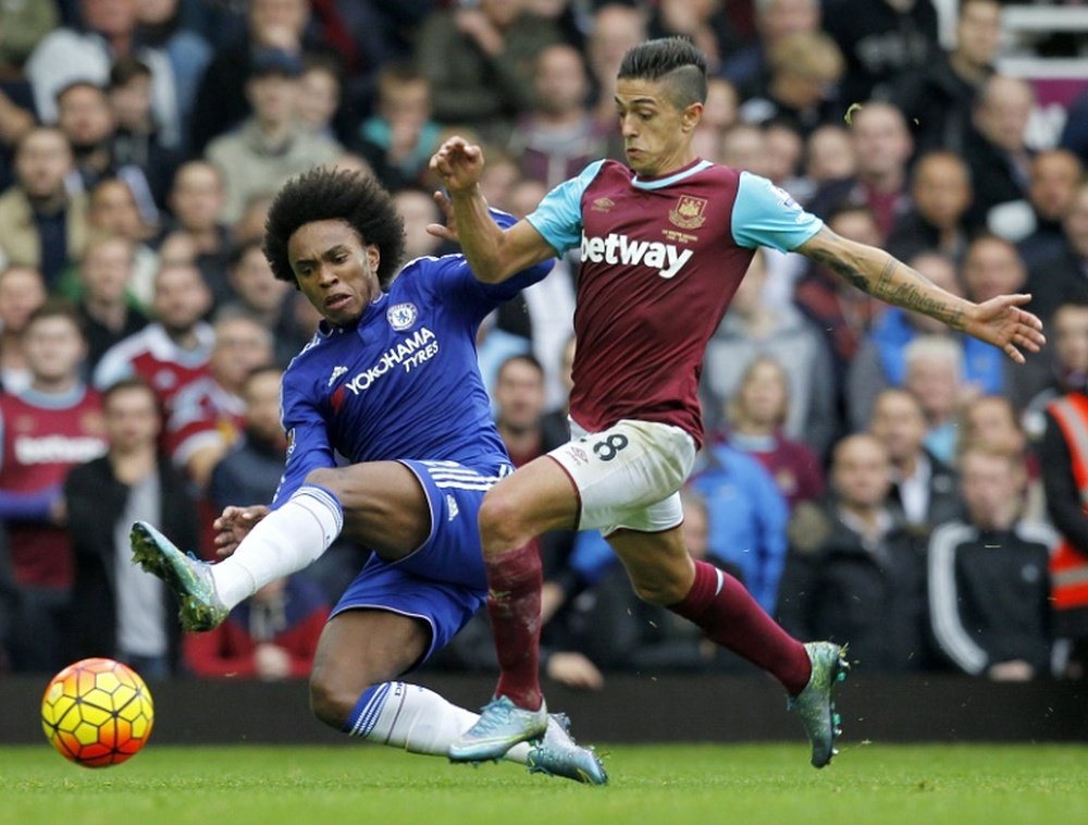 West Ham United's Manuel Lanzini (R) will sign permanent contract with the club. BeSoccer