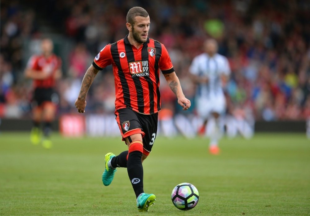Bournemouths midfielder Jack Wilshere controls the ball during the English Premier League football match between Bournemouth and West Bromwich Albion on September 10, 2016