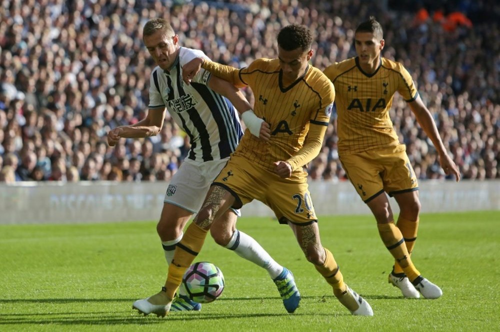Dele Alli (centre) scored to rescue a point for Tottenham Hotspur in a 1-1 draw away to West Bromwich Albion